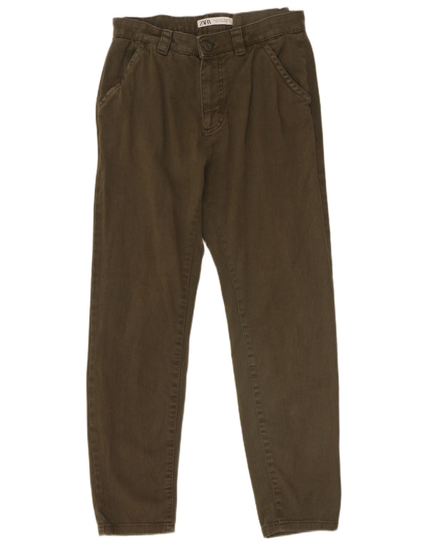Zara Herre Tapered Chino Bukser EU 38 Small W30 L29 Khaki Bomuld