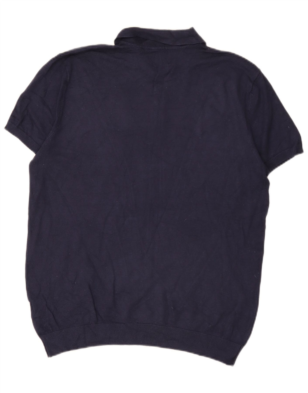 Zara Herre Polo Shirt Large Navy Blue Viscose