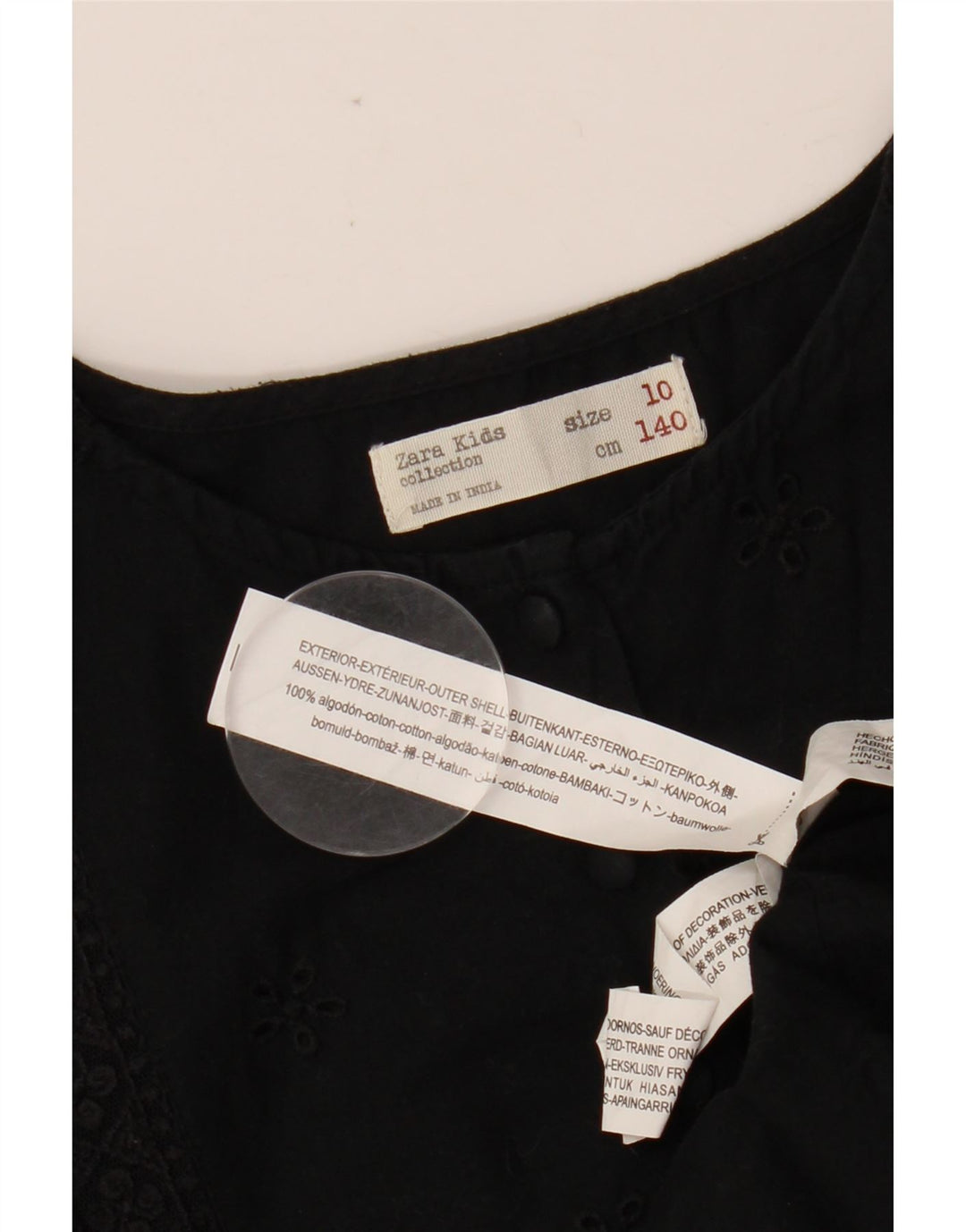 ZARA Girls Batwing A-Line Kjole 9-10 År Sort Blomsterbomuld