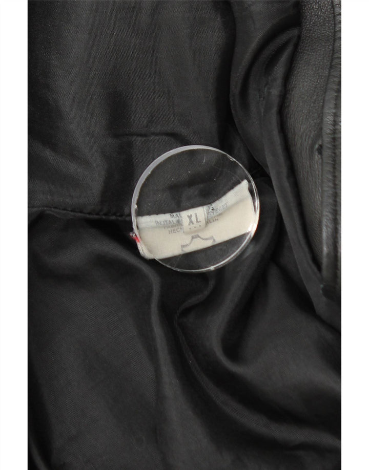 VINTAGE læderfrakke til kvinder UK 18 XL sort læder