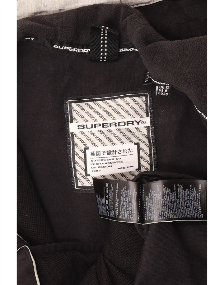 Superdry hættetrøje til kvinder med lynlås UK 12 mellemgrå nålestribet polyester