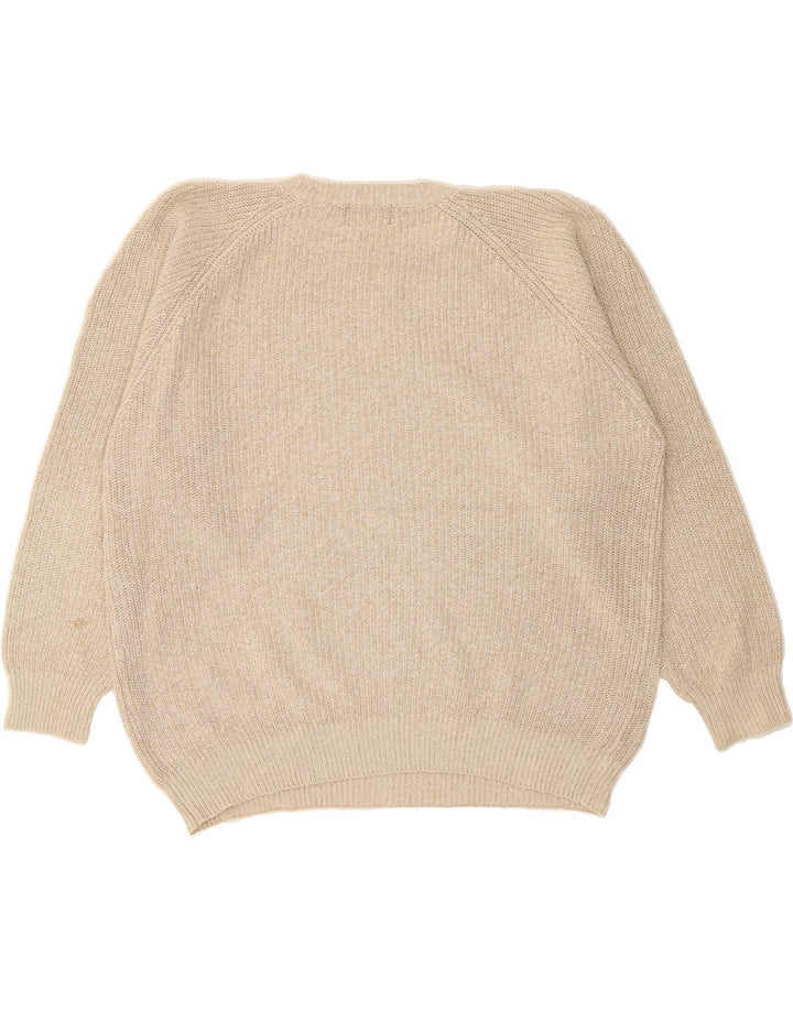 KAPPA Womens Oversized Boat Neck Jumper Sweater UK 14 Medium Beige Cotton Vintage Kappa and Second-Hand Kappa from Messina Hembry 