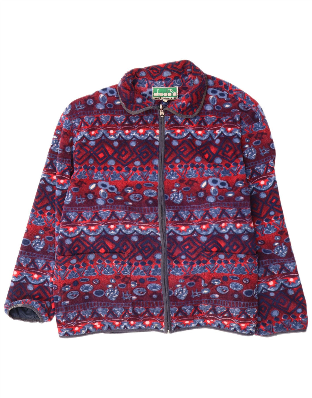 DIADORA Fleecejakke til mænd UK 40 Stor marineblå geometrisk polyester