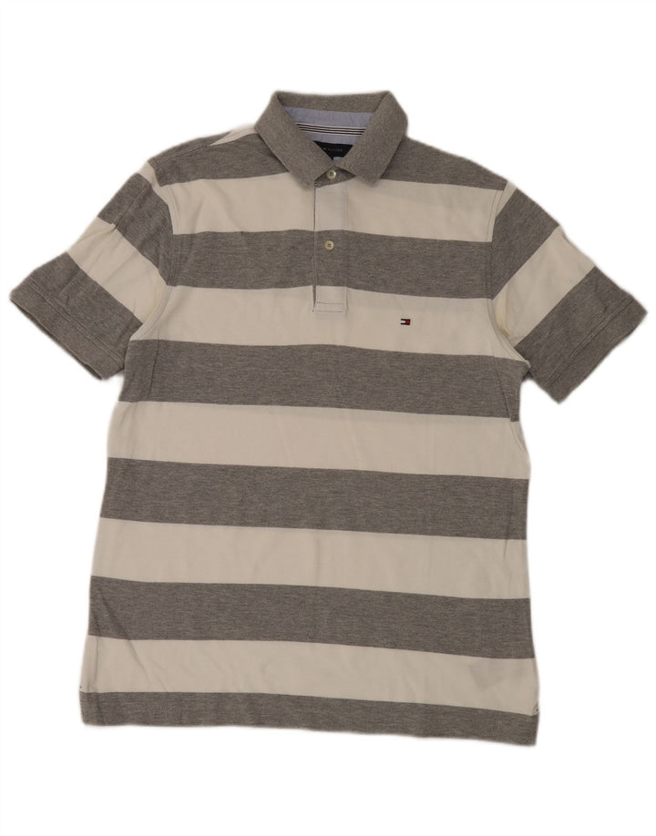 Tommy Hilfiger herre polo shirt lille grå stribet bomuld