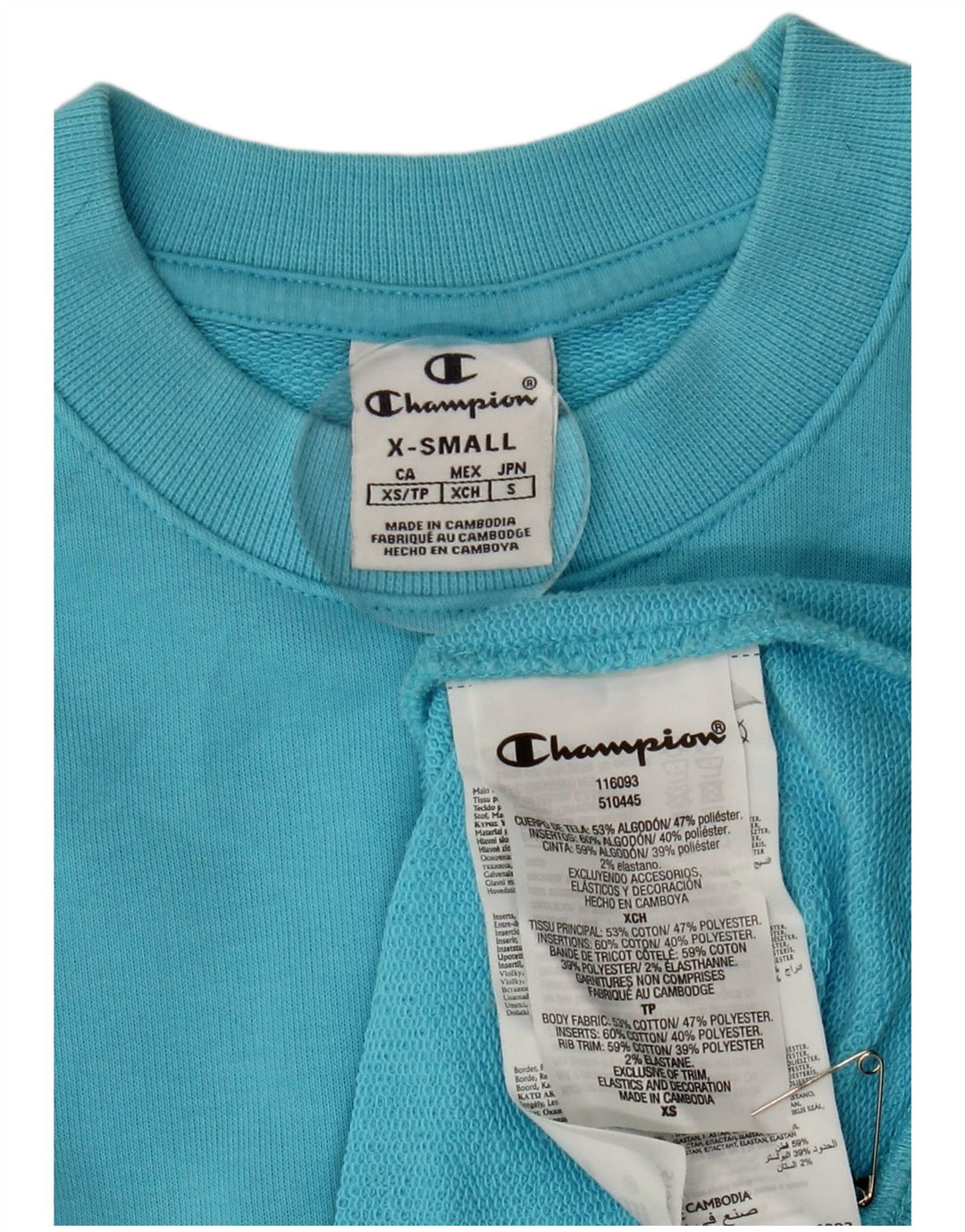 CHAMPION Dame Oversized Sweatshirt Jumper UK 6 XS Blå Bomuld