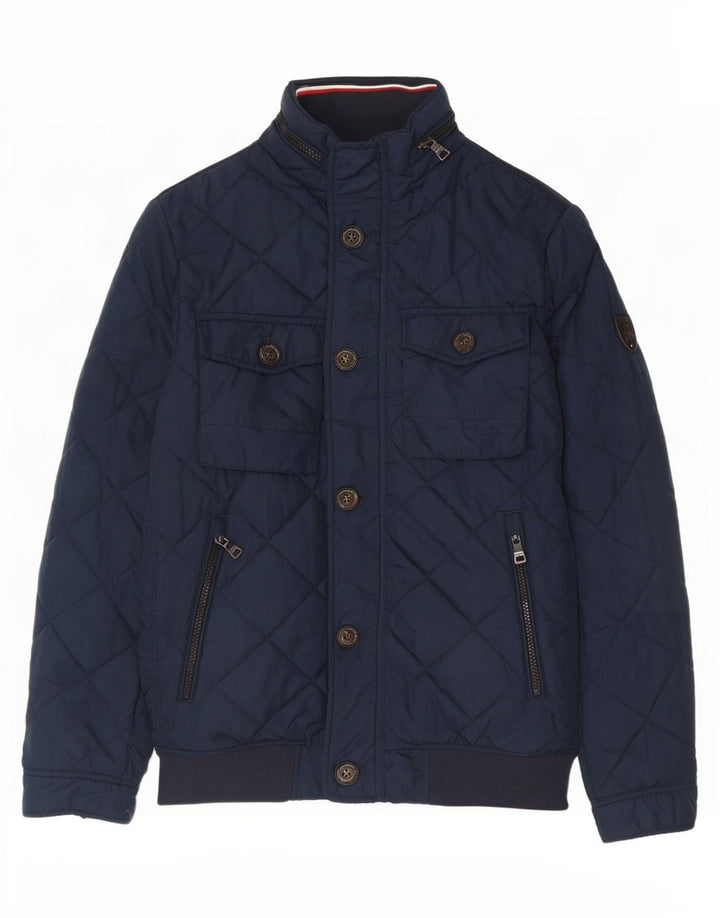 Tommy Hilfiger Herre Hættejakke quiltet UK 36 Small Navy Blue Polyester