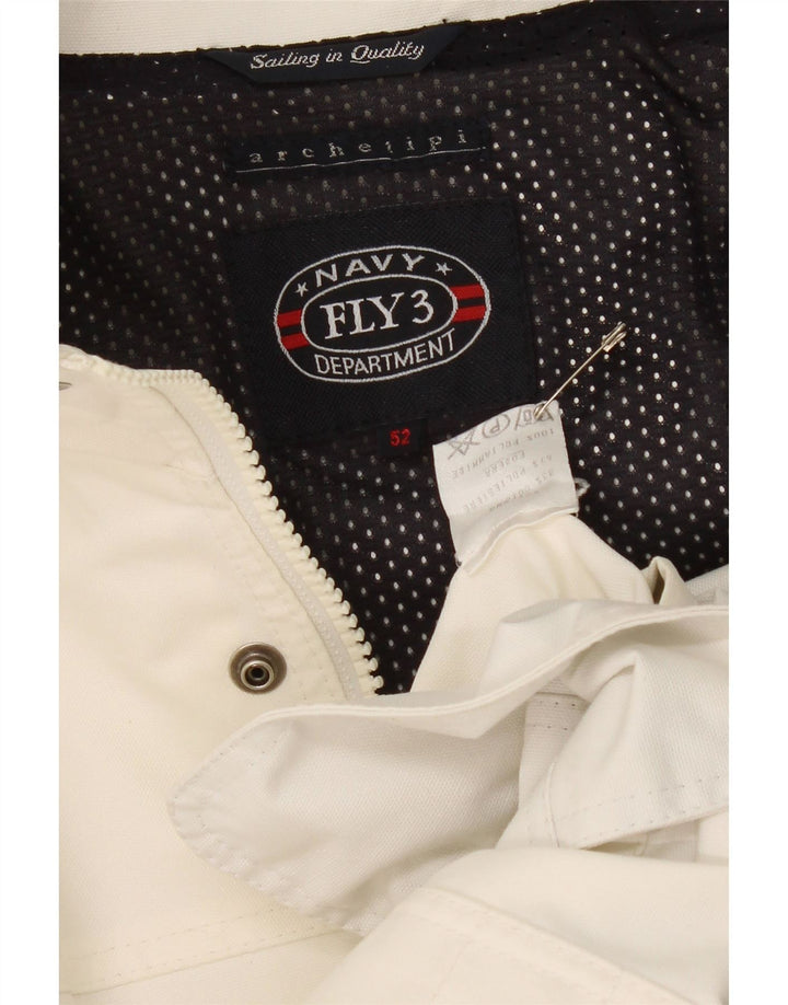 Navy Herre Hooded Loose Fit Utility Jacket IT 52 XL Hvid Bomuld
