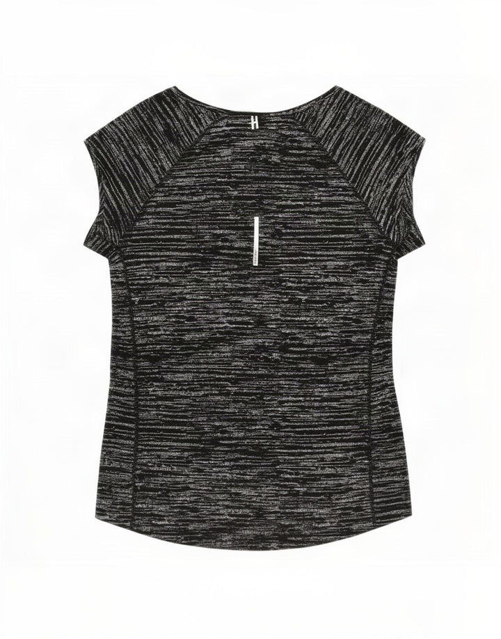 Nike Dame Dri Fit T-Shirt Top UK 12 Medium Sort Flecked Polyester