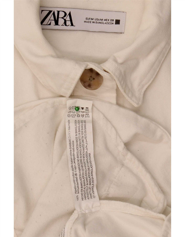 Zara Dame Oversized denimjakke UK 14 Medium White Bomuld