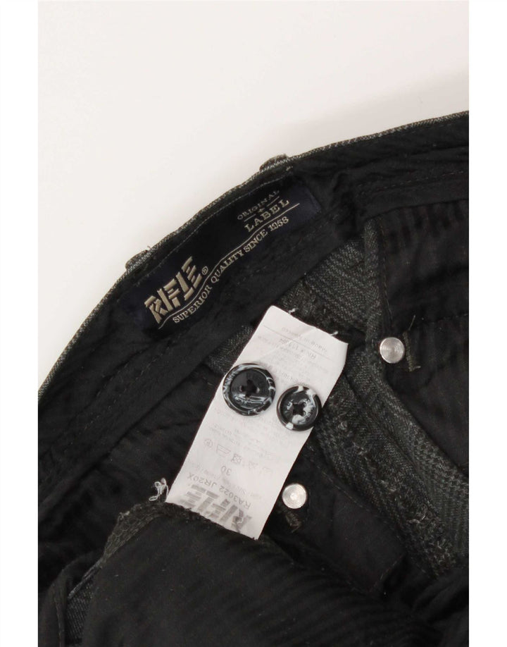 Riffel Herre Slim Chino Bukser W30 L32 Grå Houndstooth Bomuld
