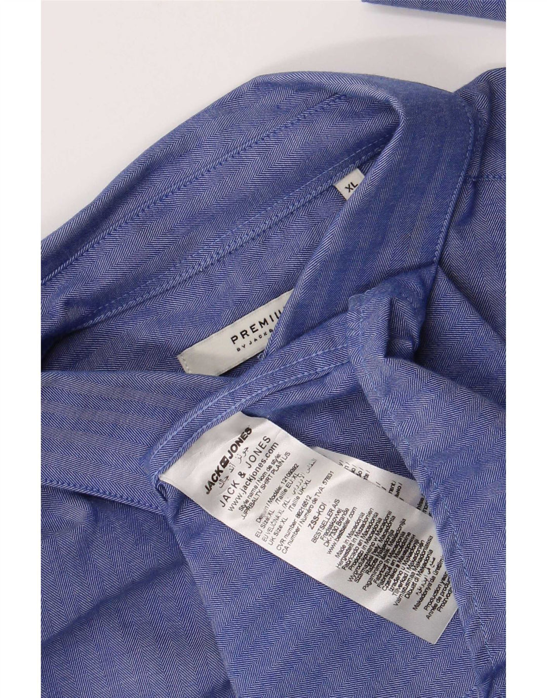 Jack & Jones herreskjorte XL blå sildebensbomuld