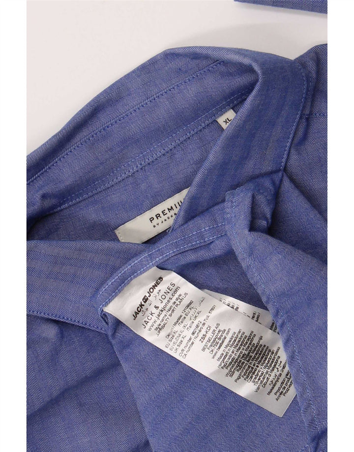 Jack & Jones herreskjorte XL blå sildebensbomuld