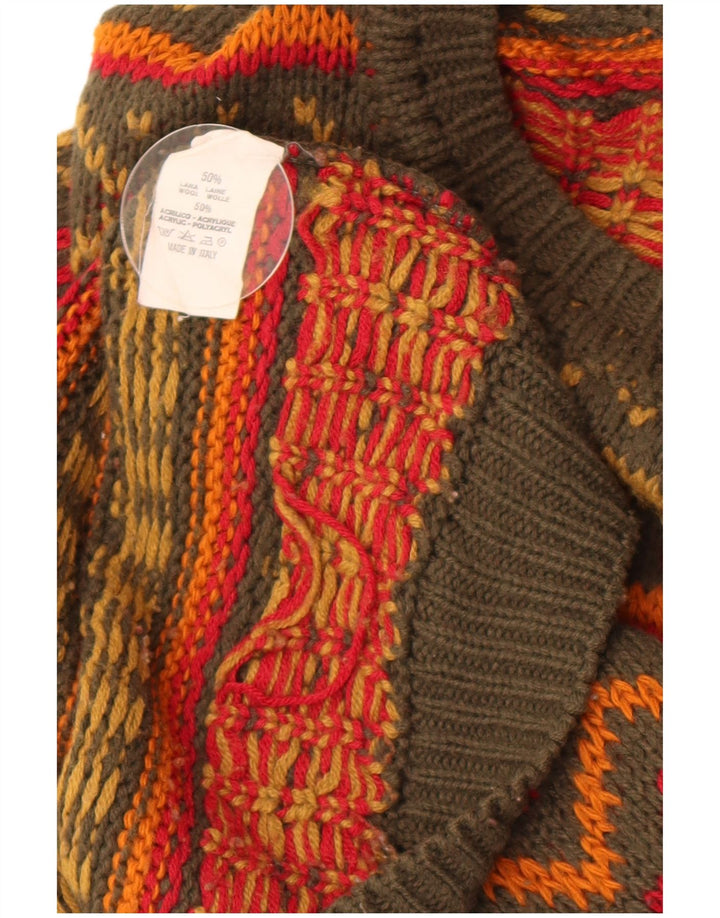 Chambers Herre Crew Neck Jumper Sweater Medium Grøn Geometrisk Uld