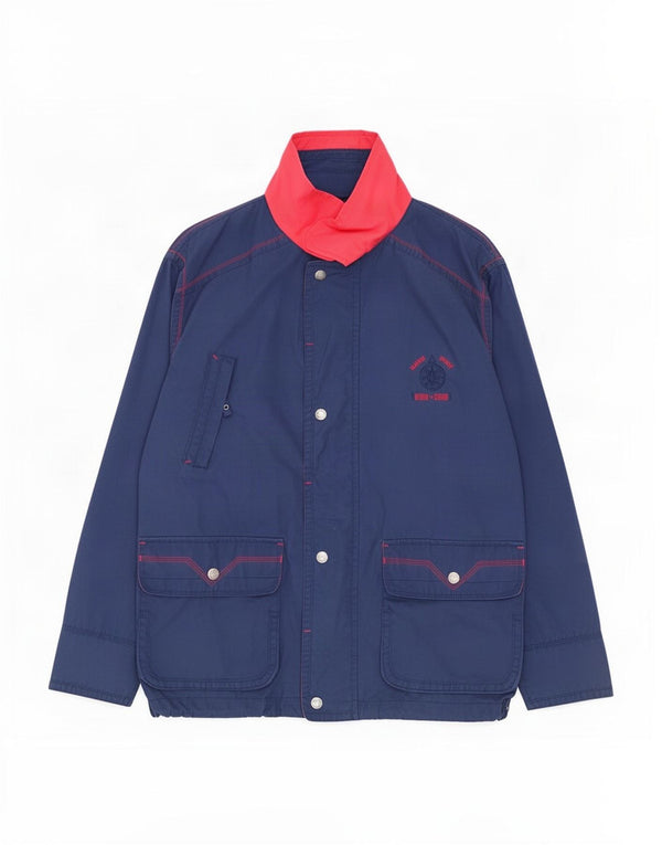 Vintage Mens Loose Fit Utility Jacket UK 38 Medium Navy Blue Colourblock