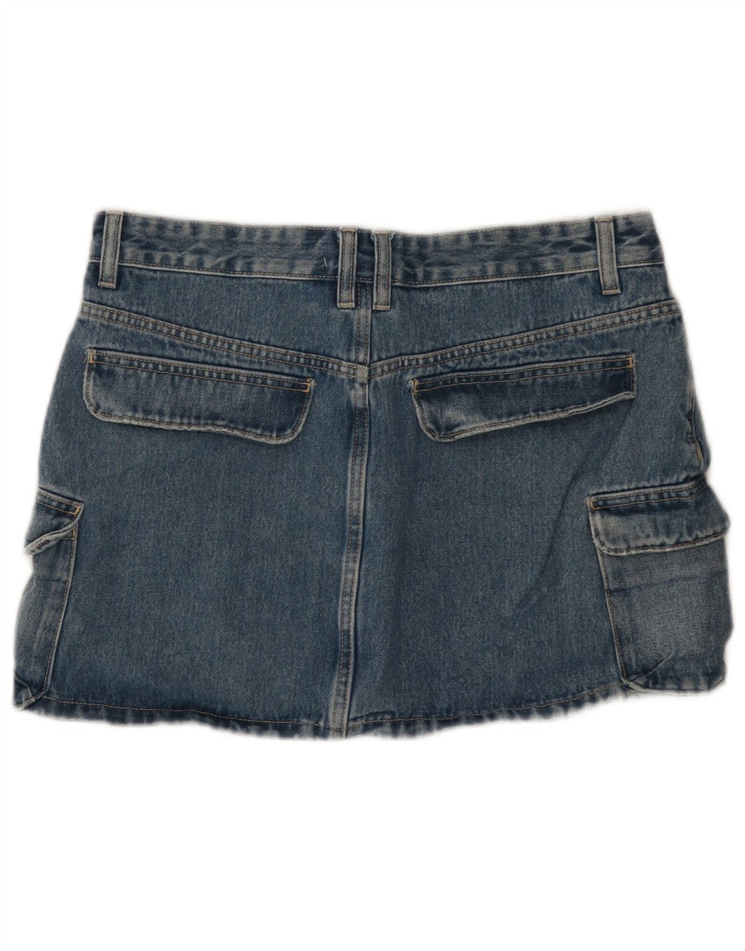 Zara Dame Denim Cargo Nederdel Stor W32 Blå Bomuld