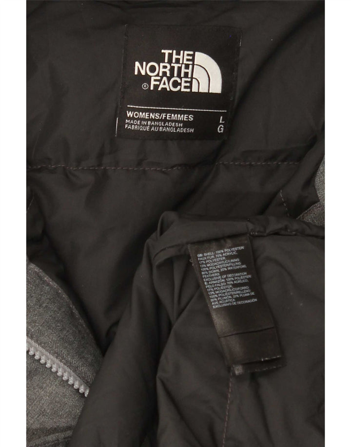 The North Face Dame Hætte Polstret Frakke UK 16 Large Grå Polyester