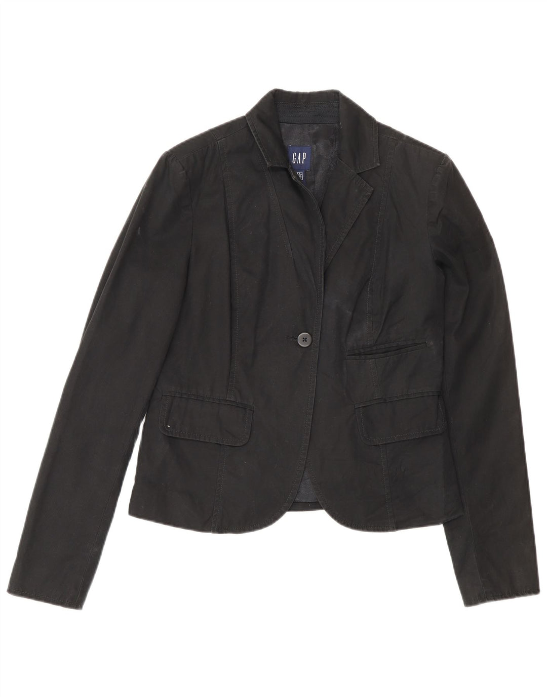 Gap Dame 1 Knap Blazer Jacket UK 6 XS Sort Bomuld