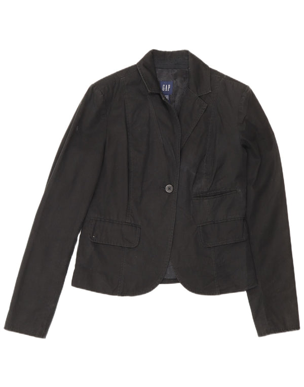 Gap Dame 1 Knap Blazer Jacket UK 6 XS Sort Bomuld