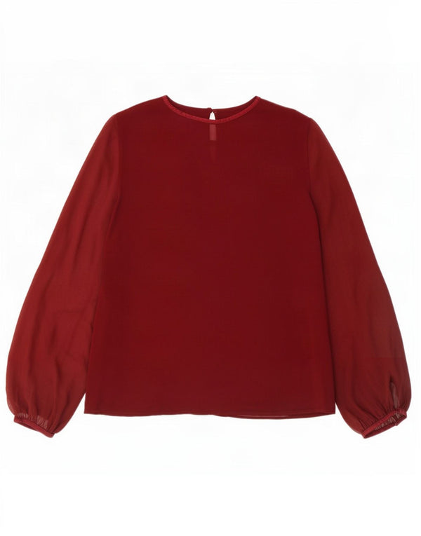 Zara Dame Langærmet Bluse Top UK 14 Large Maroon