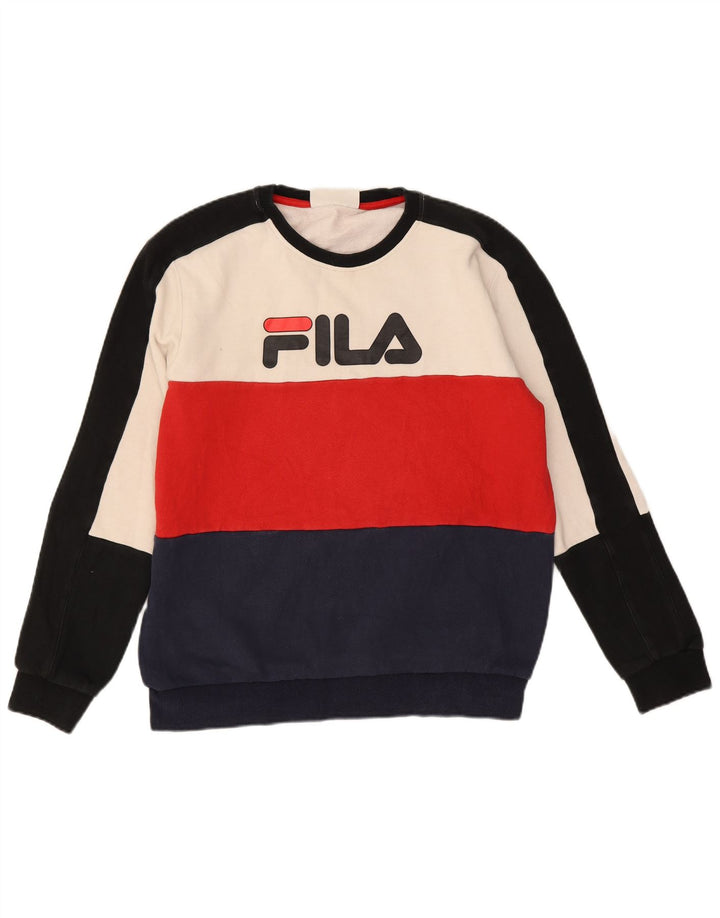 Fila Herre grafisk sweatshirt Jumper Lille flerfarvet Colourblock Bomuld