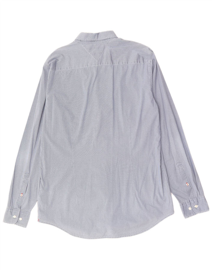 Tommy Hilfiger herre Slim Fit skjorte XL blå plettet bomuld