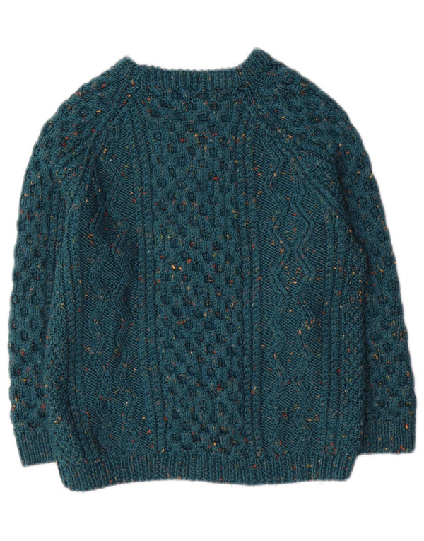 Vintage drenge sweater med rund hals 11-12 år grøn flækket