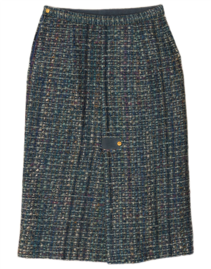 Vintage lige nederdel til kvinder W28 Medium Blue Check