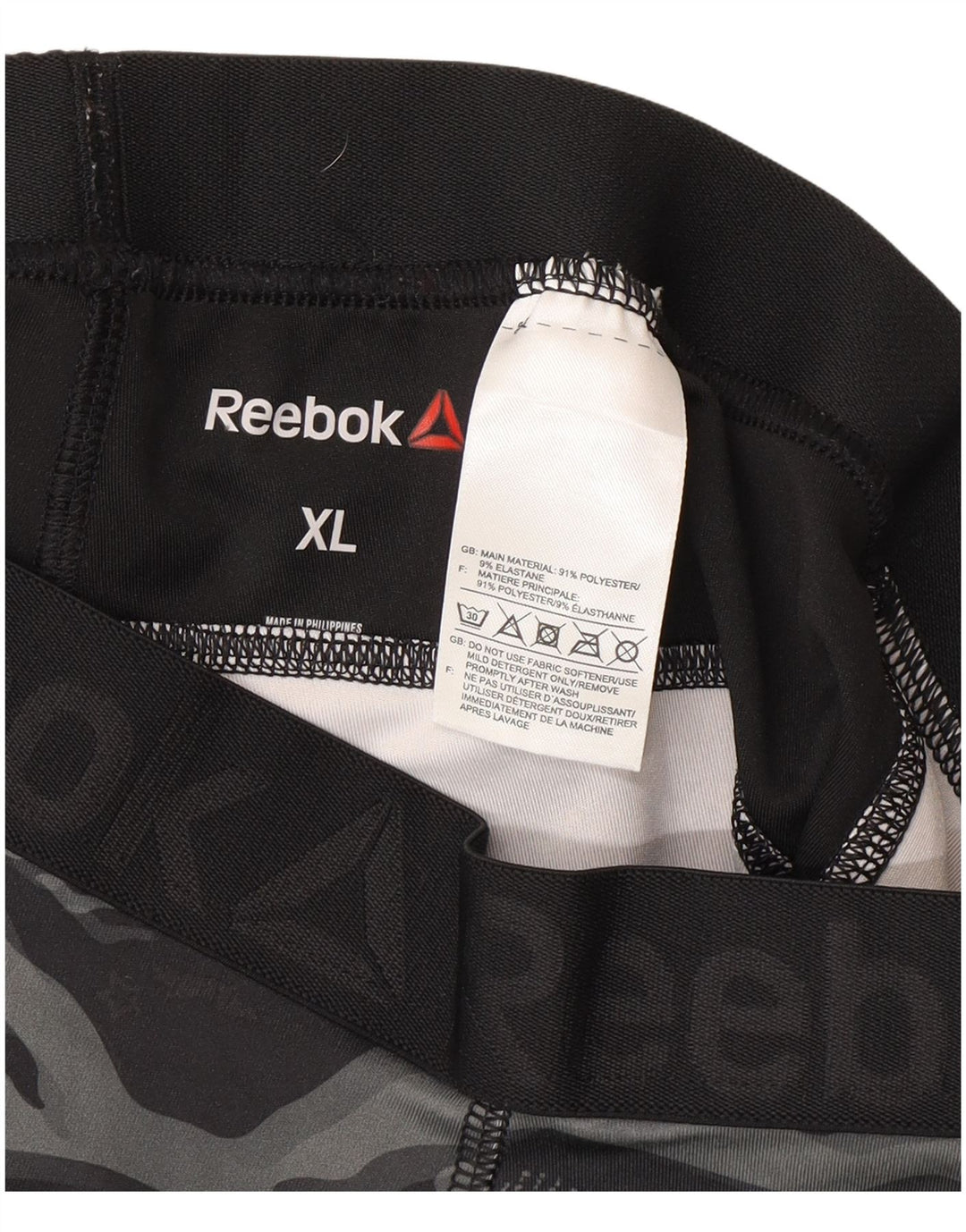 Reebok Womens Grafiske Capri Leggings UK 18 XL Grå Camouflage Polyester