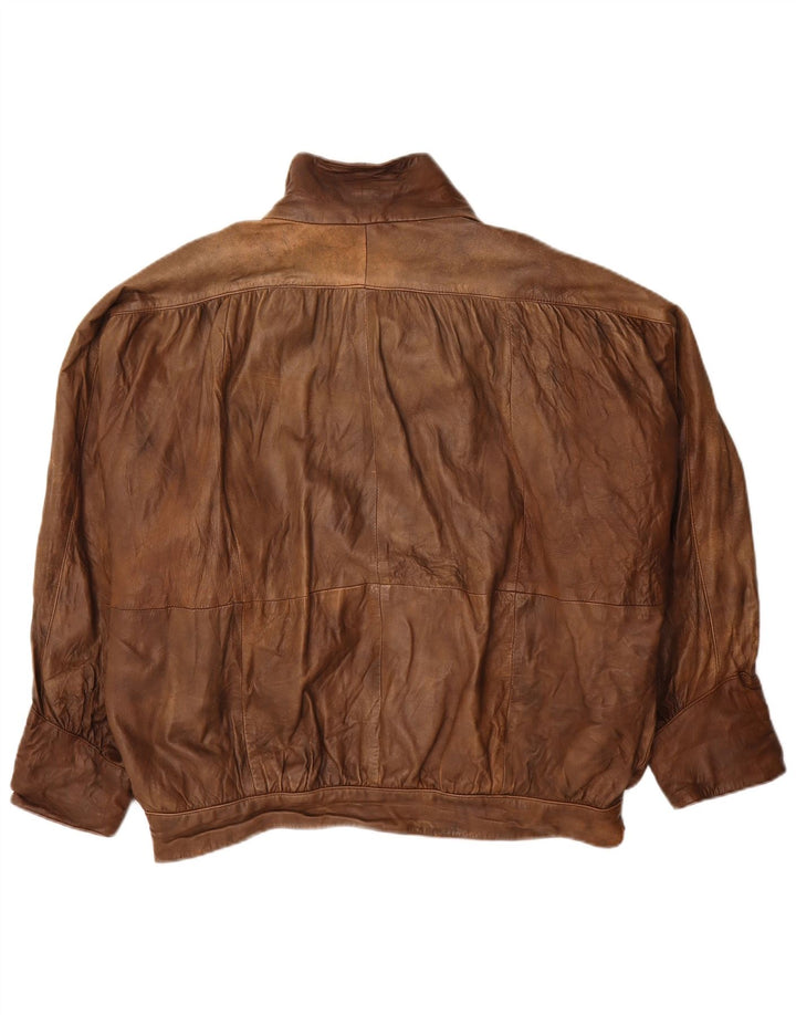 Vintage Dame Oversized Læderjakke UK 20 2XL Brun