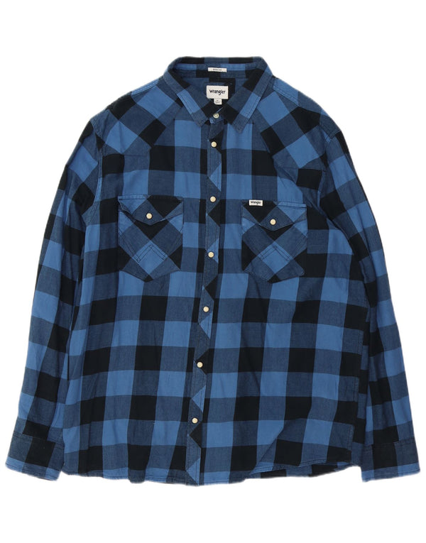 Wrangler Herre Regular Fit Flannel Shirt XL Blue Gingham Cotton