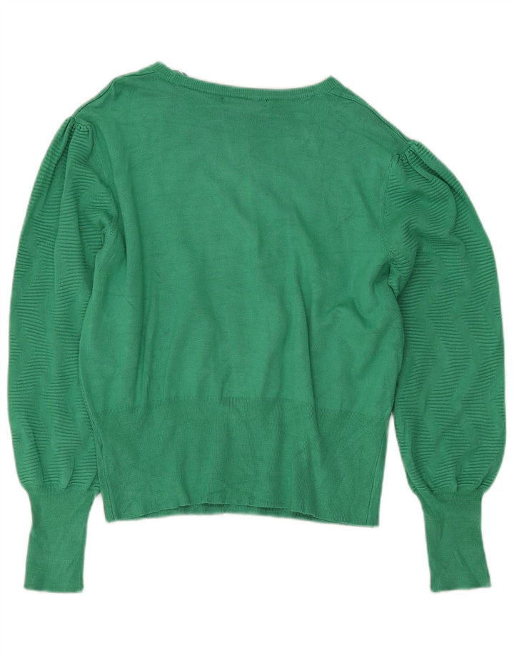 Marks & Spencer Dame Crop Boat Neck Jumper Sweater UK 14 Large Green