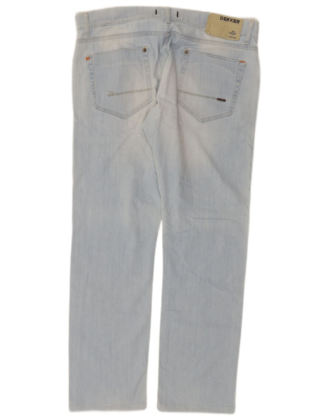 Dekker Dame Distressed Straight Jeans W36 L29 Blå Bomuld