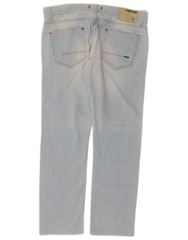 Dekker Dame Distressed Straight Jeans W36 L29 Blå Bomuld