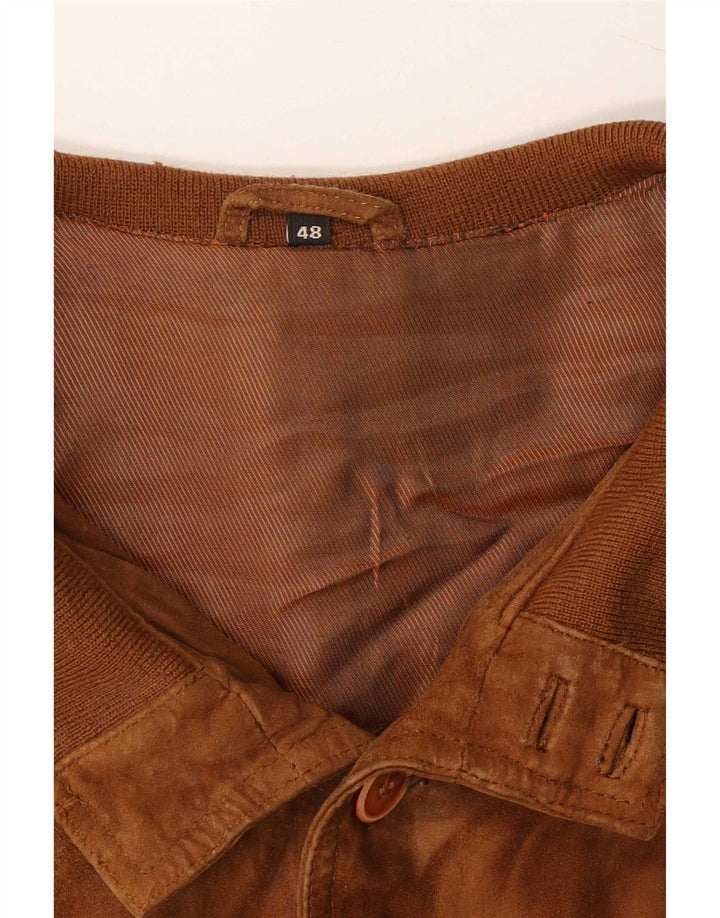 Vintage Bomberjakke til mænd IT 48 Medium Beige Læder