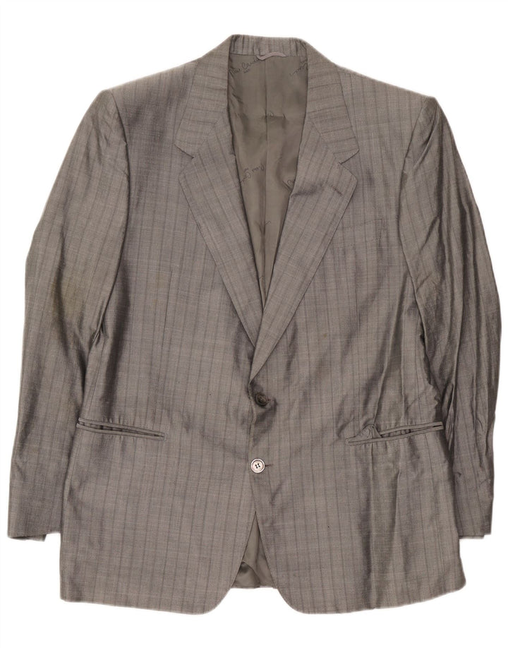 Pierre Cardin Herre 2-knaps blazerjakke UK 38 Medium Grå Stribet Silke