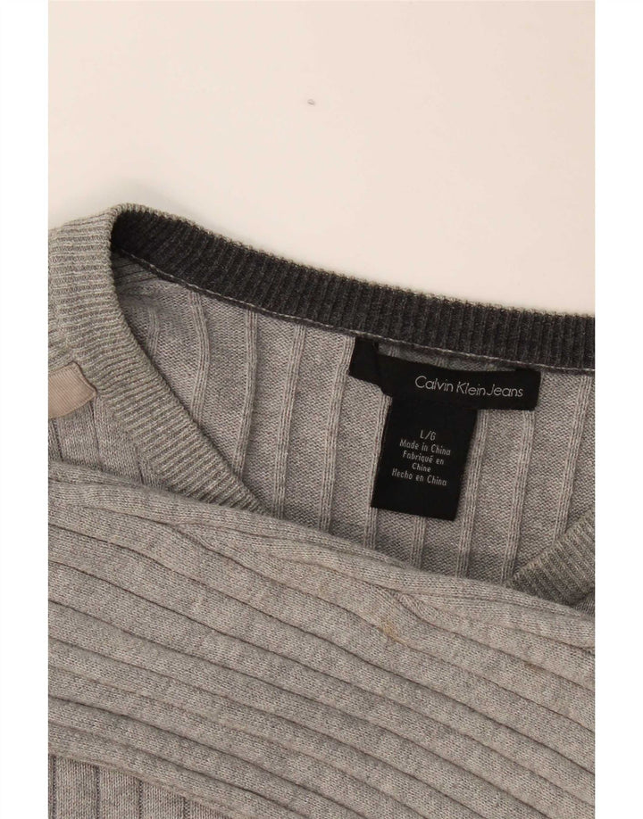Calvin Klein Herre V-hals sweater Stor Grå Bomuld