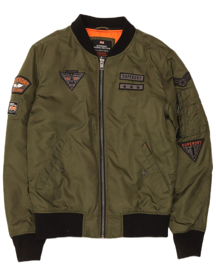 Superdry Herre Military Bomber Jacket UK 38 Medium Khaki Nylon