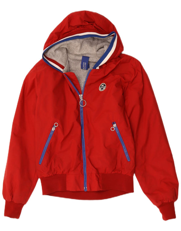 North Sails Herre Hooded Bomber Jacket UK 36 Small Red Polyester