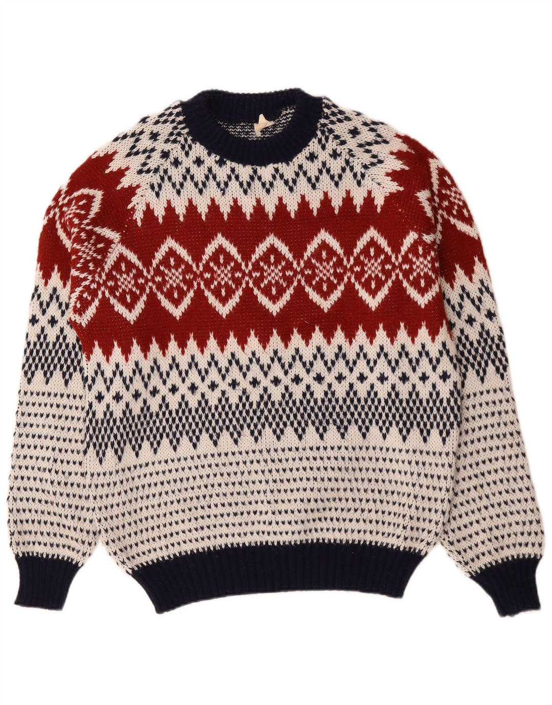 Vintage herre rund hals sweater stor flerfarvet Fair Isle