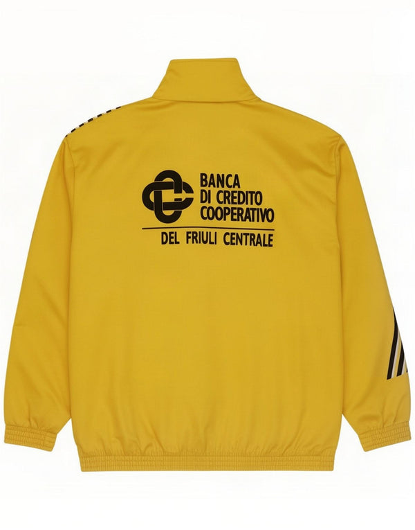 Vintage herre grafisk træningsdragt topjakke XL gul stribet polyester