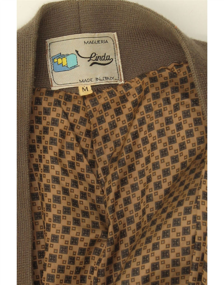 VINTAGE Womens Oversized Knit Open Overcoat UK 14 Medium Brown Vintage Vintage and Second-Hand Vintage from Messina Hembry 