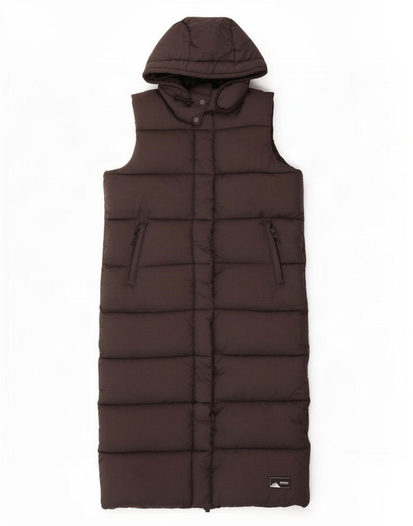 Superdry Herre Longline hættepolstret Gilet UK 14 medium sort ternet nylon