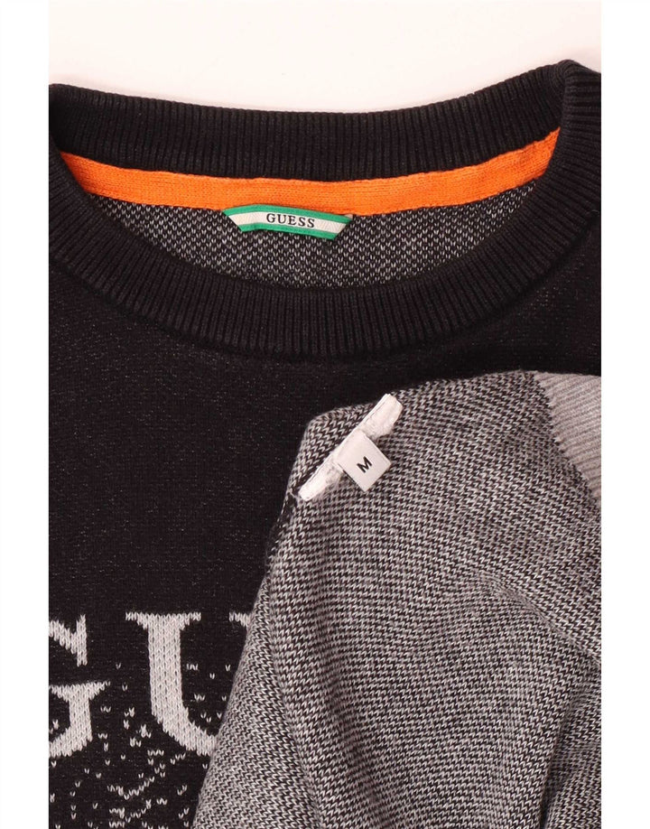 Guess Herre grafisk rund hals sweater medium sort farveblok