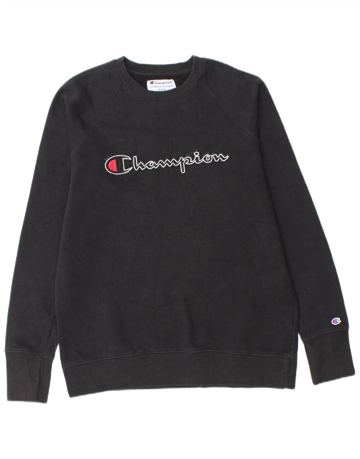 Champion Herre Grafisk Sweatshirt Jumper Medium Sort Bomuld