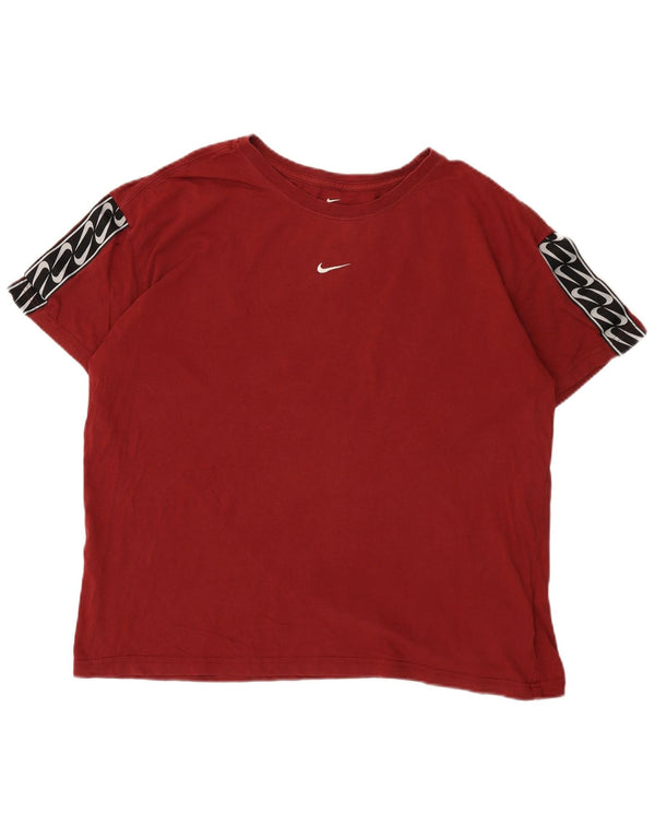 Nike grafisk T-shirt top til mænd, stor bordeauxfarvet Colourblock Bomuld