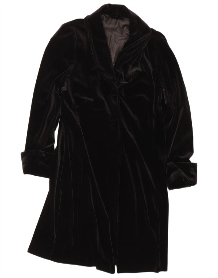 Vintage Dame Velvet Overcoat UK 16 Large Black Polyester