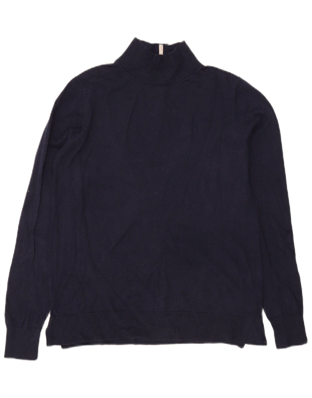 Joules Dame Turtle Neck Jumper Sweater UK 12 Medium Navy Blue Bomuld