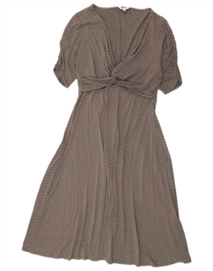 East Womens A-Line Kjole UK 14 Medium Grey Spotted Viscose