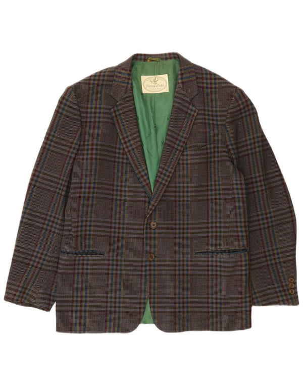 Brooksfield Herre 2-knaps blazerjakke IT 52 XL Brun Plaid Uld