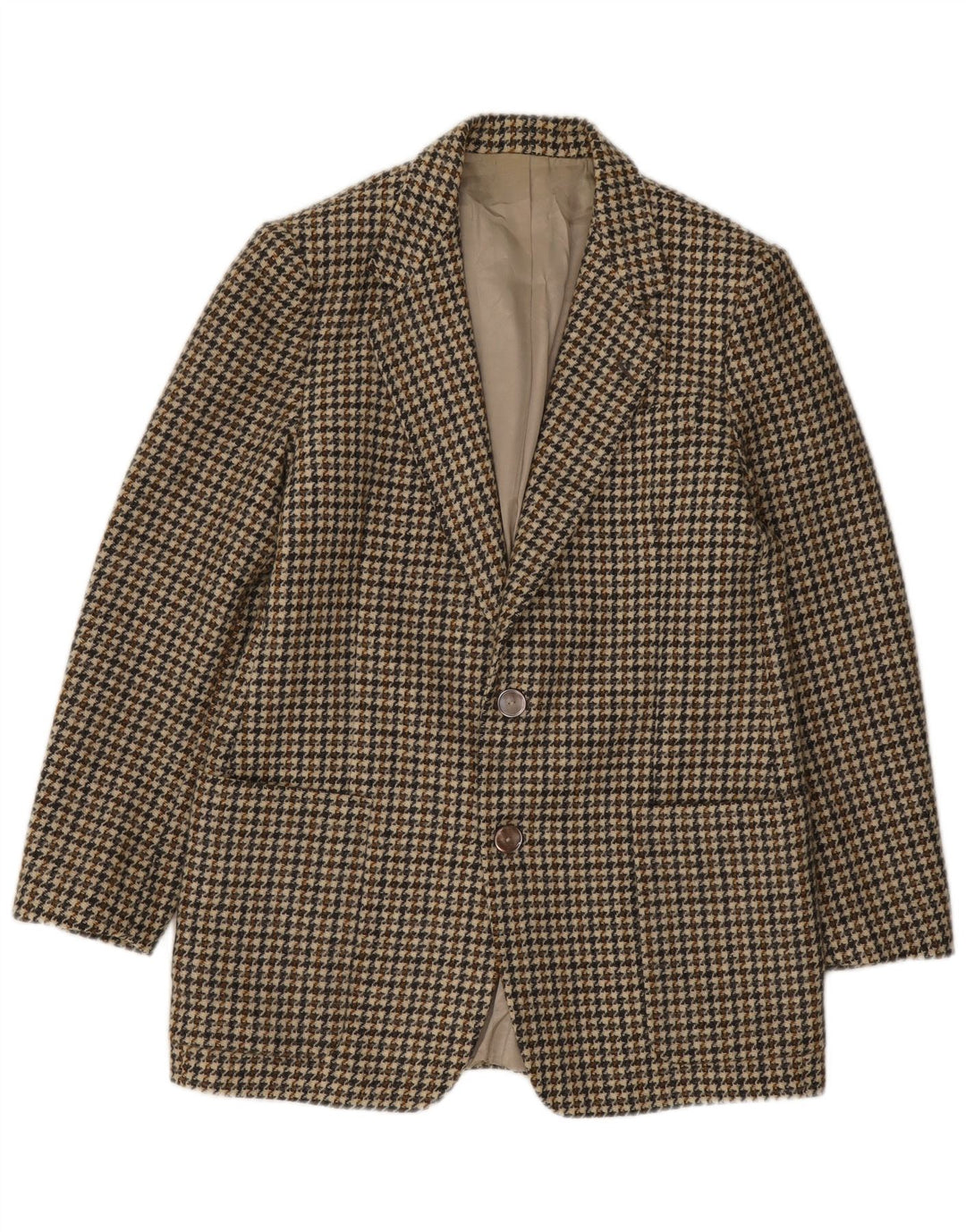 Reporter Herre 2-knaps blazerjakke IT 48 Medium Brown Houndstooth Uld